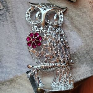 Torino Owl Pierced Earring Holder ~ Silver-tone ~ Vintage? ~ Retro ~ 1970s Vibe